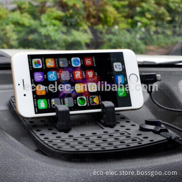 Magnetic Charging Cradle Dock Stand Anti- slip Silicone Pad Car Mobile Phone Holder For iPhone Android 2 in 1 Charging Cable